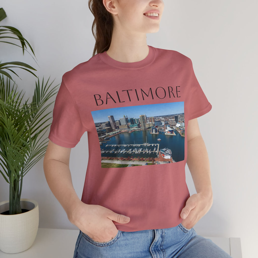 Baltimore Skyline Photo Tee — Inner Harbor Cityscape T-Shirt