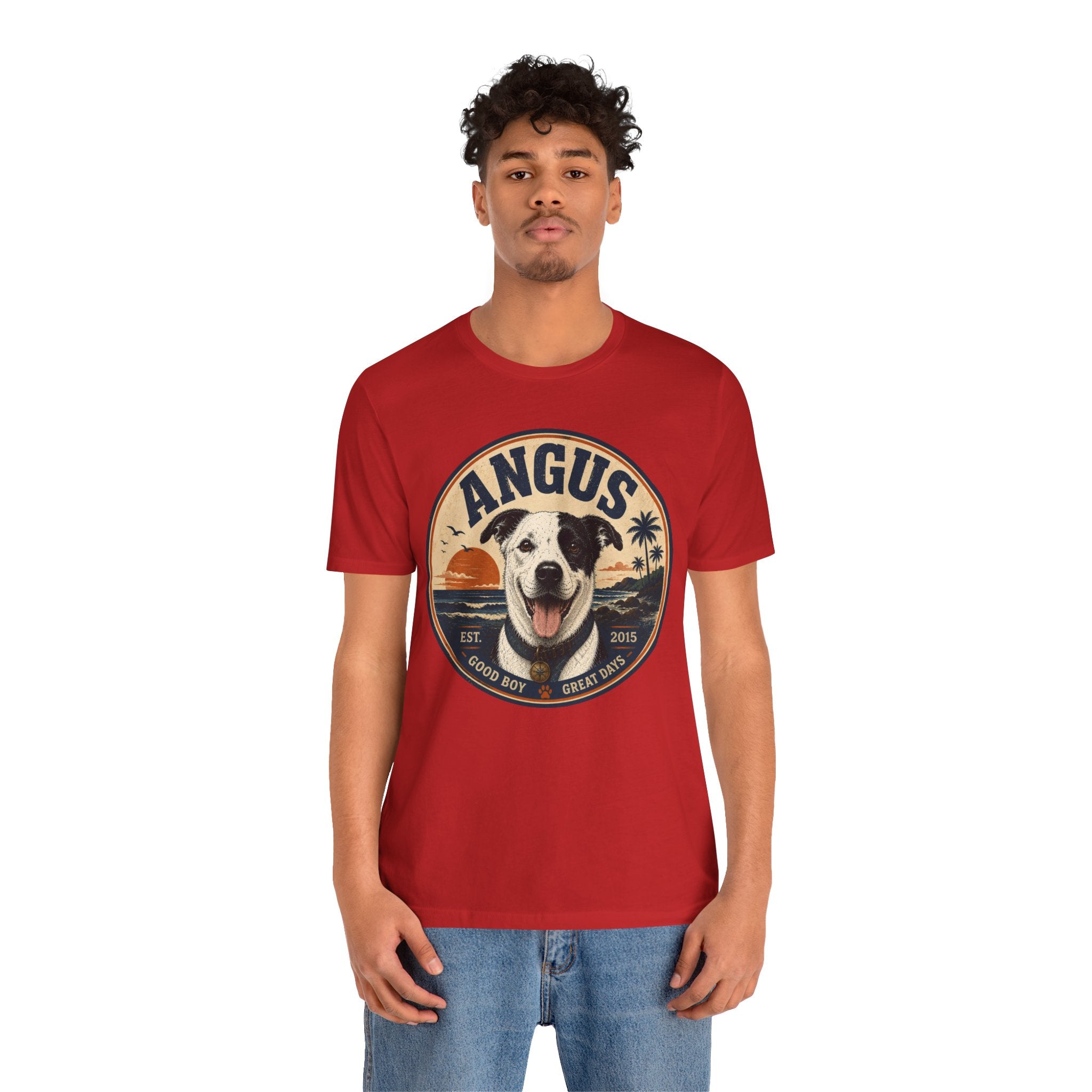 Angus Dog Tee — Retro Beach Portrait T-Shirt