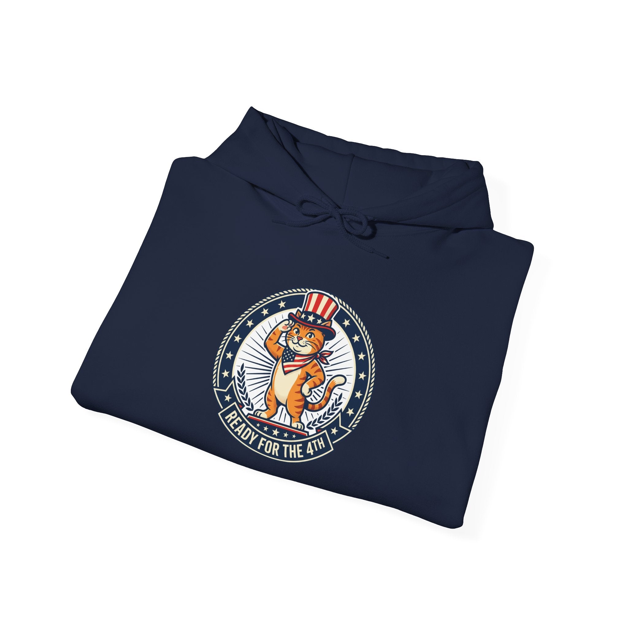 Patriotic Cat Hoodie — "Ready for the Stars" Graphic Pullover