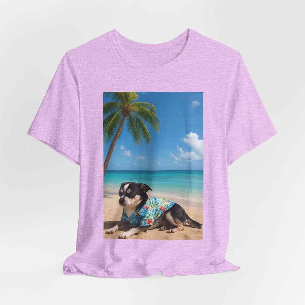Beach Chihuahua Dog T-Shirt — Hawaiian Shirt Puppy on Tropical Shore