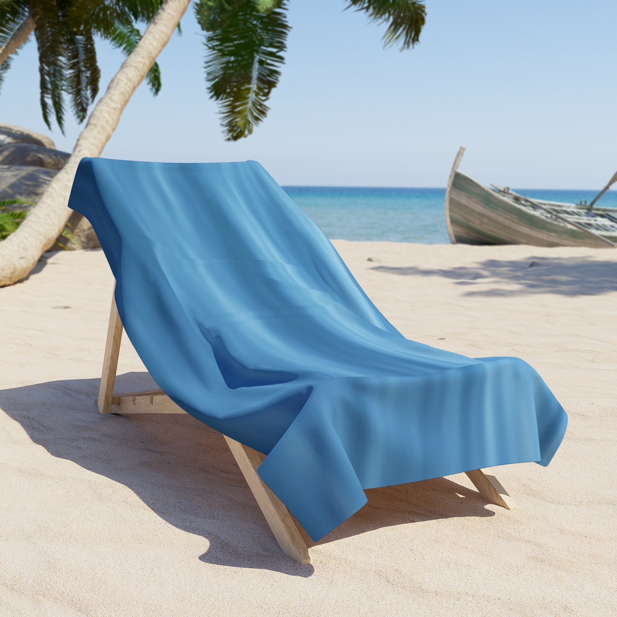 Ocean Blue Beach Towel — Soft Wavy Water Print