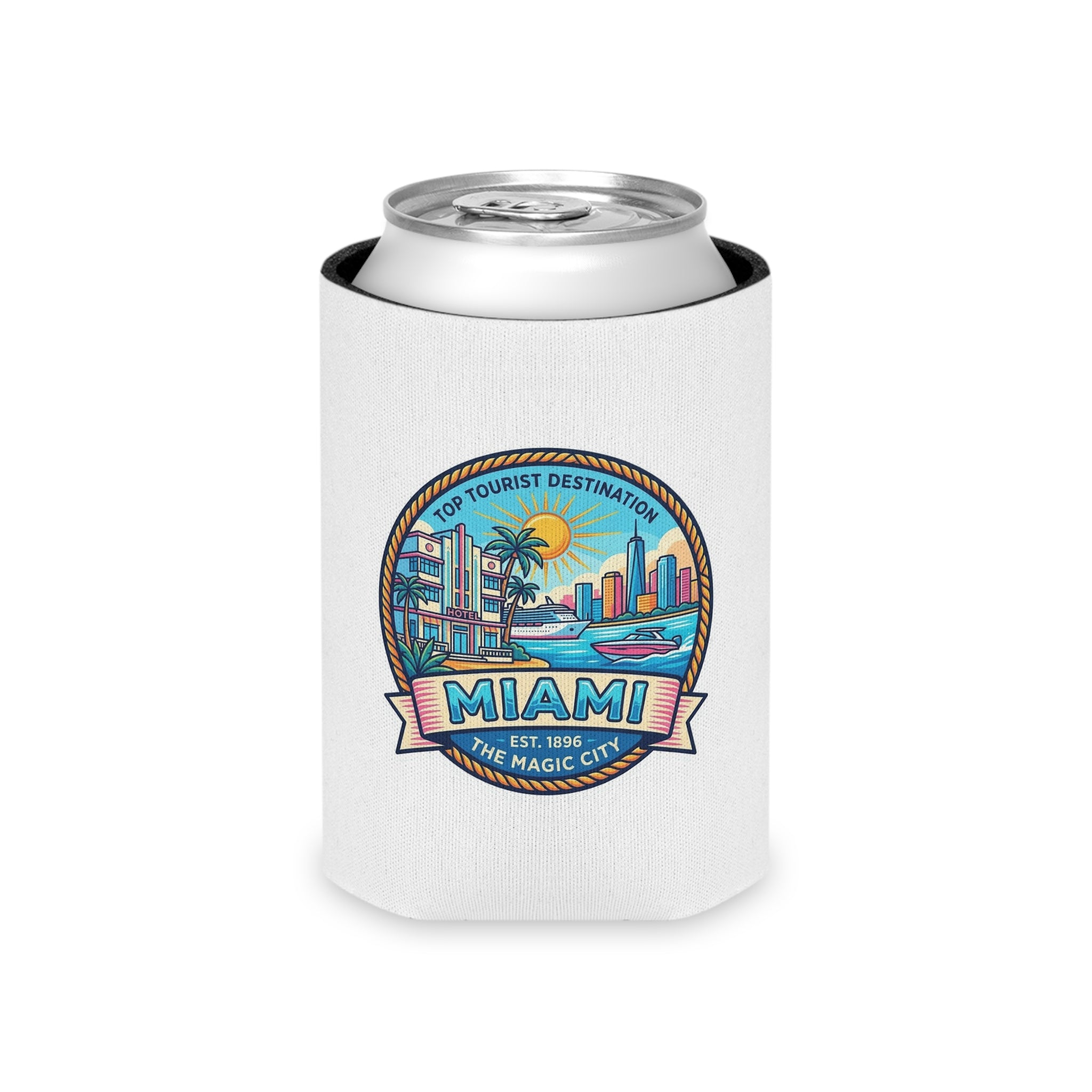 Miami Vintage Beach Can Cooler – "Miami The Magic City" Travel Souvenir