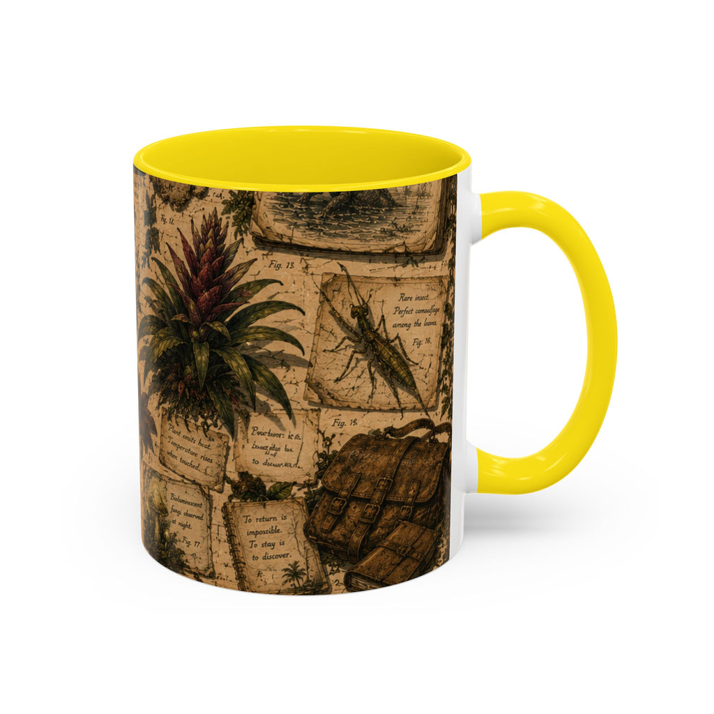 Vintage Natural History Coffee Mug — Botanical & Fossil Illustration Accent Mug