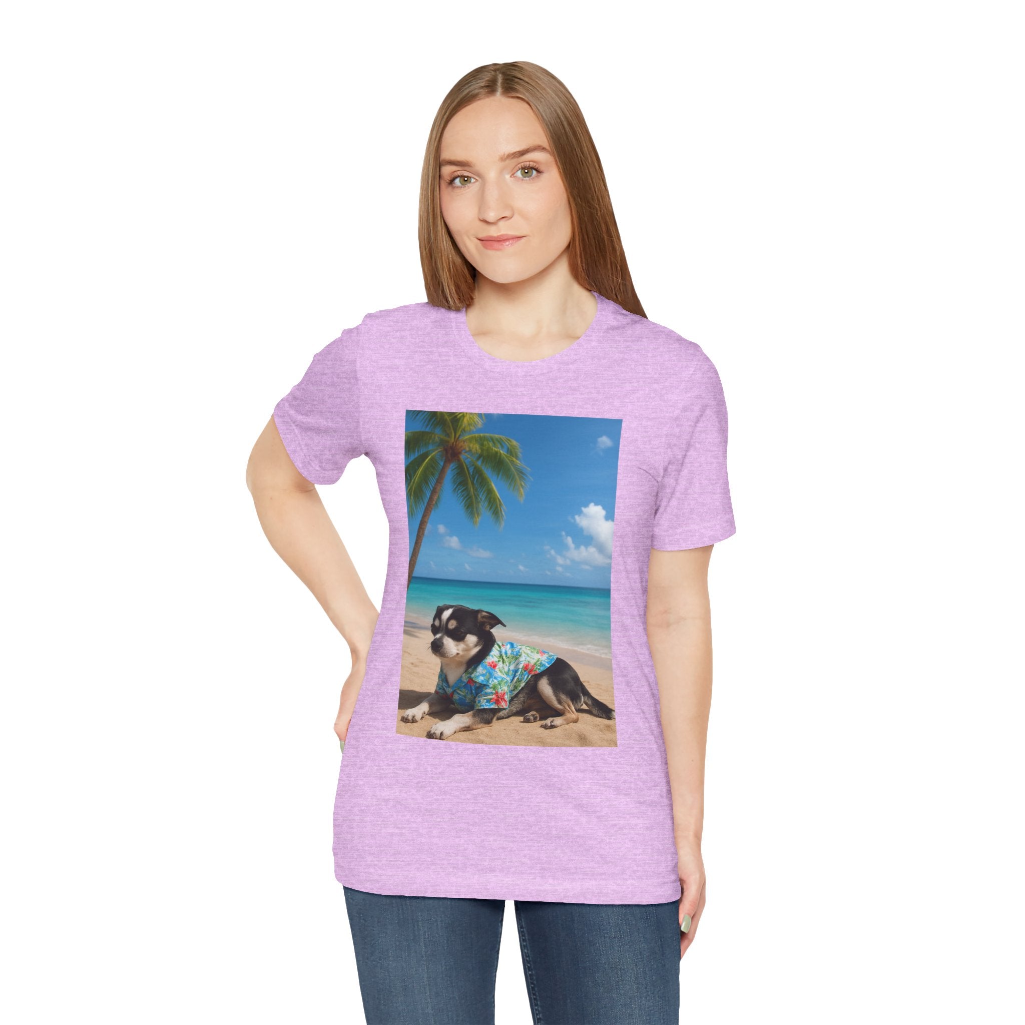 Beach Chihuahua Dog T-Shirt — Hawaiian Shirt Puppy on Tropical Shore
