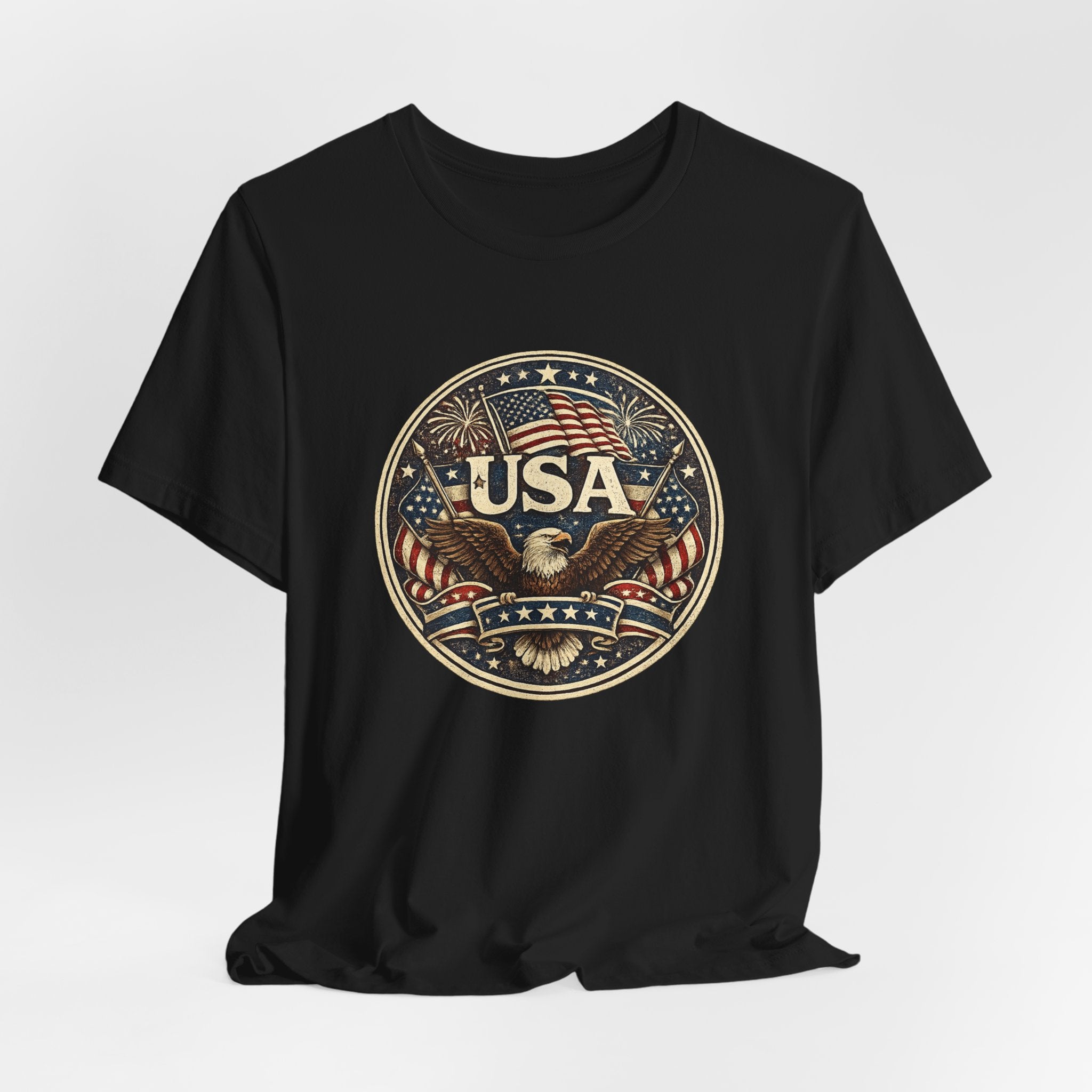 USA Eagle Vintage Patriotic T-Shirt — American Flag Graphic Tee