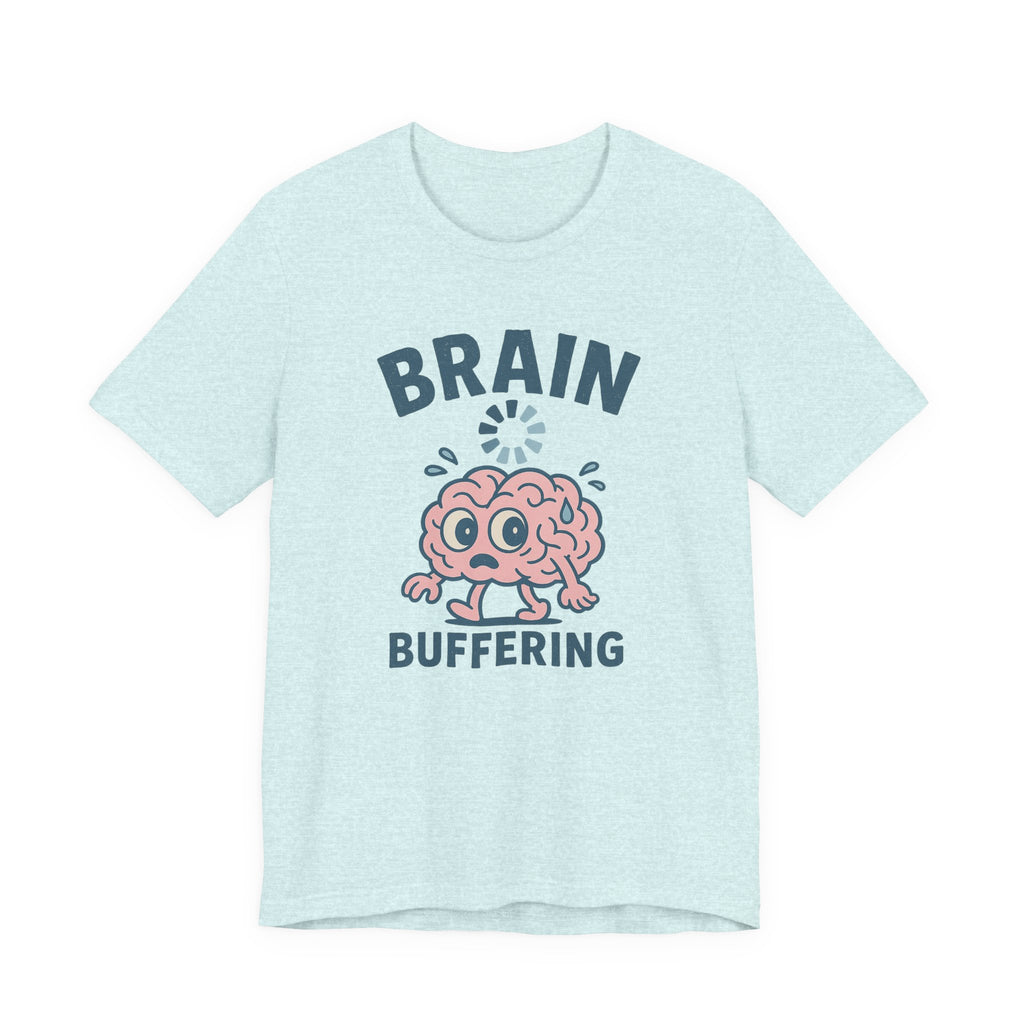 Brain Buffering T‑Shirt — Cute Cartoon Brain Graphic Tee for Neuro Humor