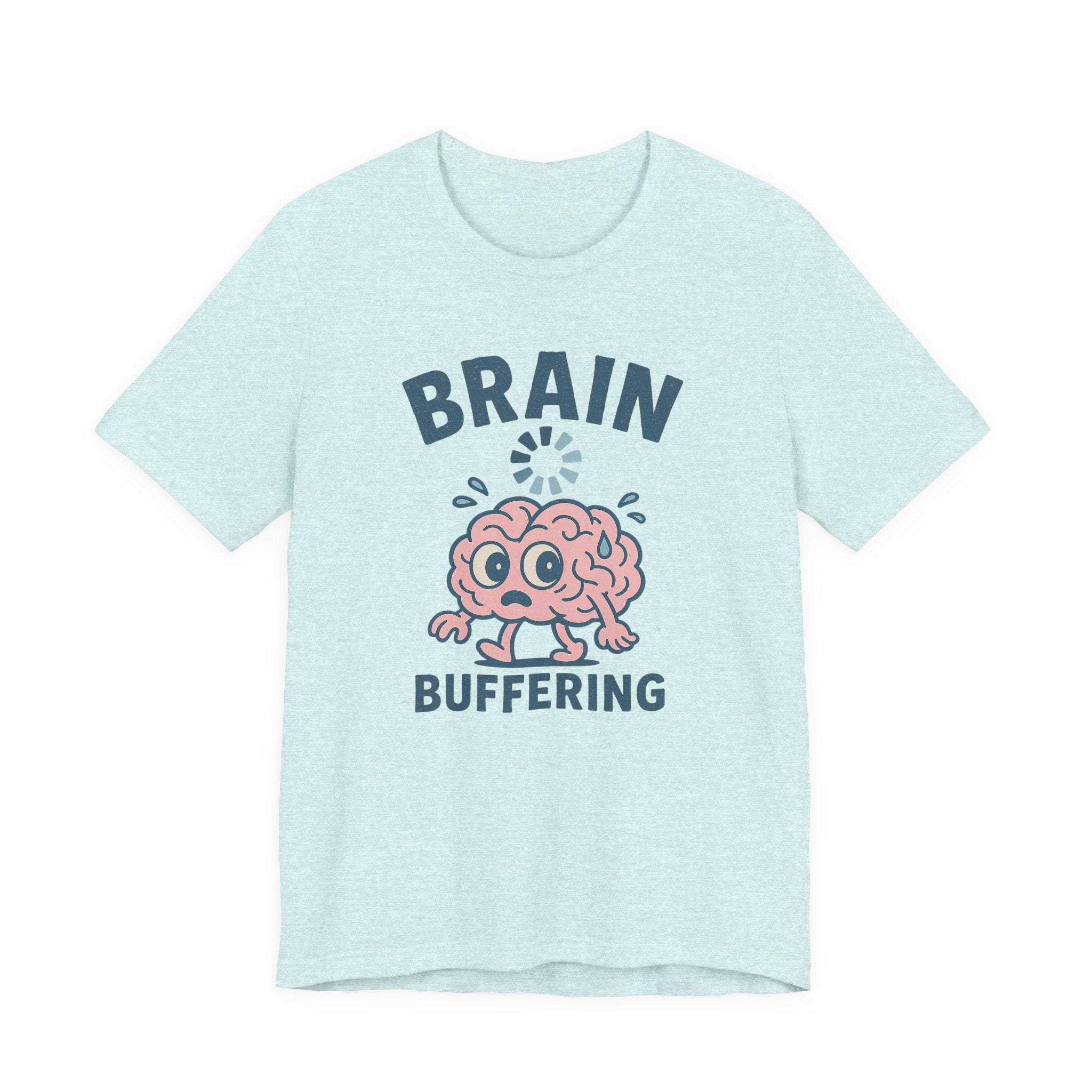 Brain Buffering T‑Shirt — Cute Cartoon Brain Graphic Tee for Neuro Humor