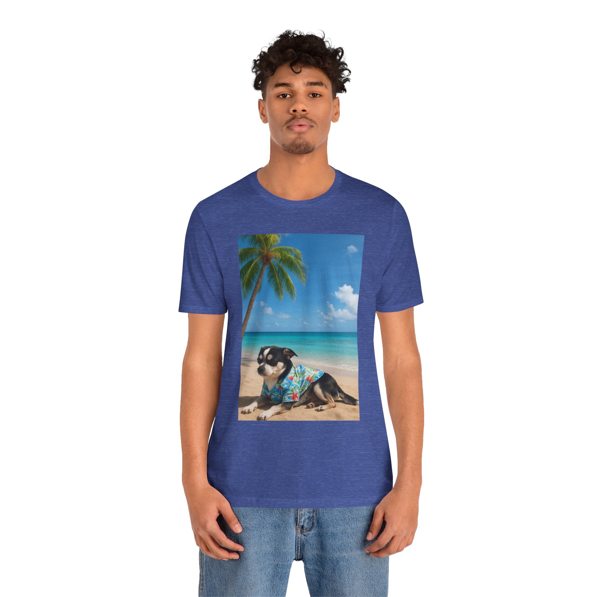 Beach Chihuahua Dog T-Shirt — Hawaiian Shirt Puppy on Tropical Shore