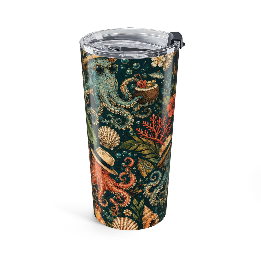 20oz Octopus Floral Tumbler — Tropical Nautical Insulated Travel Cup