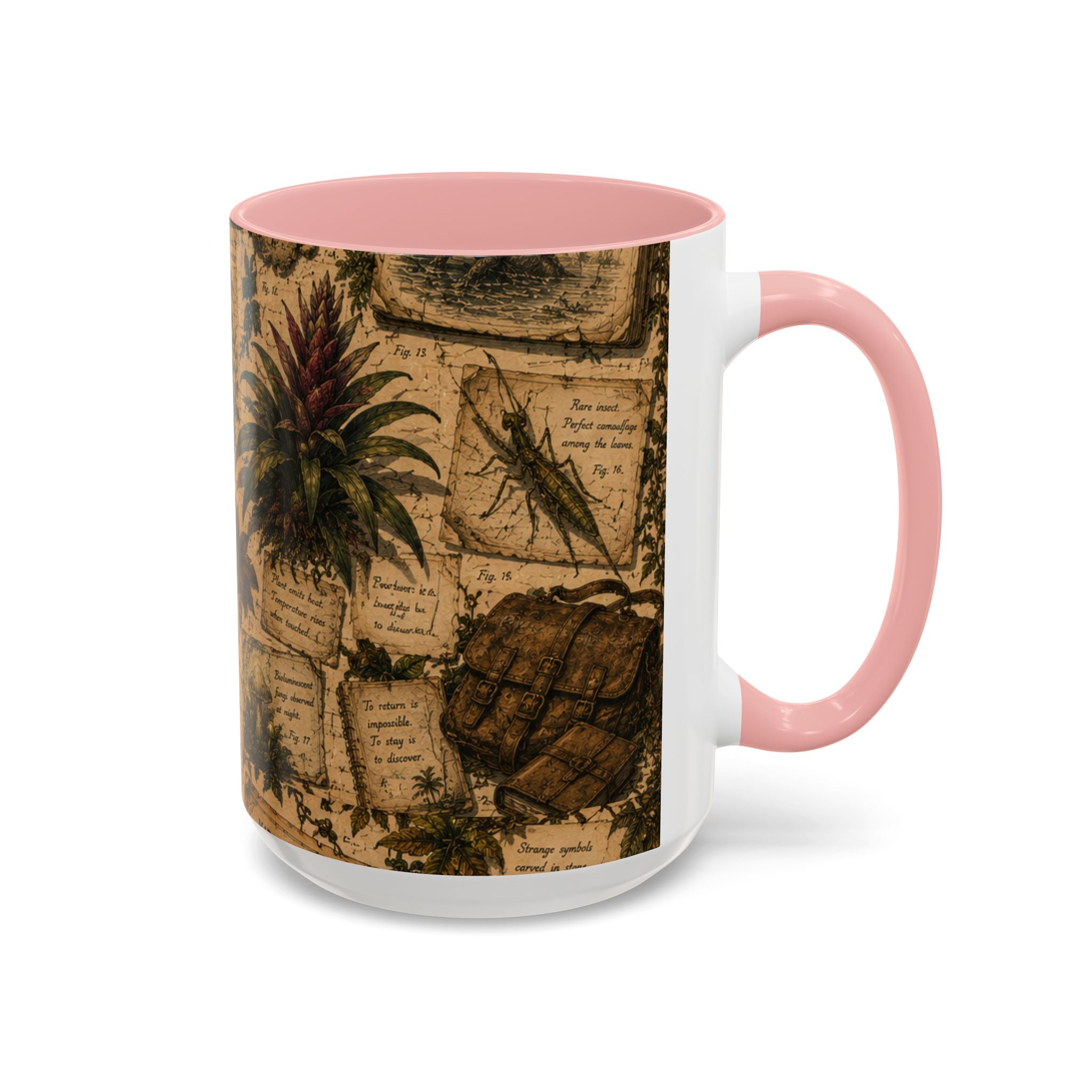 Vintage Natural History Coffee Mug — Botanical & Fossil Illustration Accent Mug
