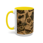 Vintage Natural History Coffee Mug — Botanical & Fossil Illustration Accent Mug