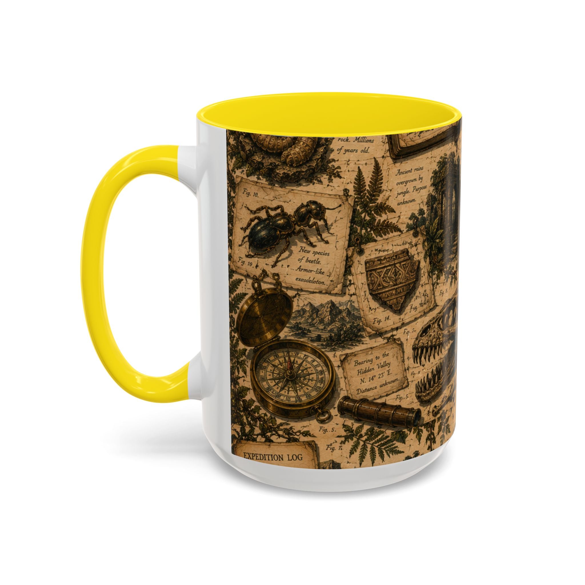 Vintage Natural History Coffee Mug — Botanical & Fossil Illustration Accent Mug