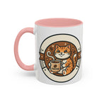 Cat Coffee Mug — Cute Orange Kitty Holding ‘Coffee’ Accent Ceramic Mug (11/15 oz)