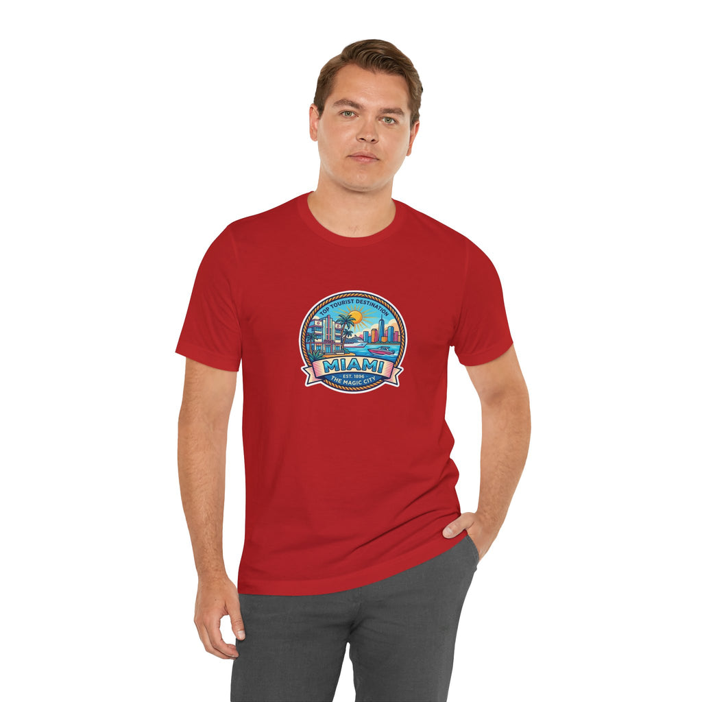 Miami Beach Vintage Logo Tee — Miami Skyline Sunset T‑Shirt