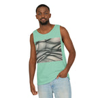 Abstract Wave Mesh Tank Top — Geometric Optical Illusion Graphic Tank