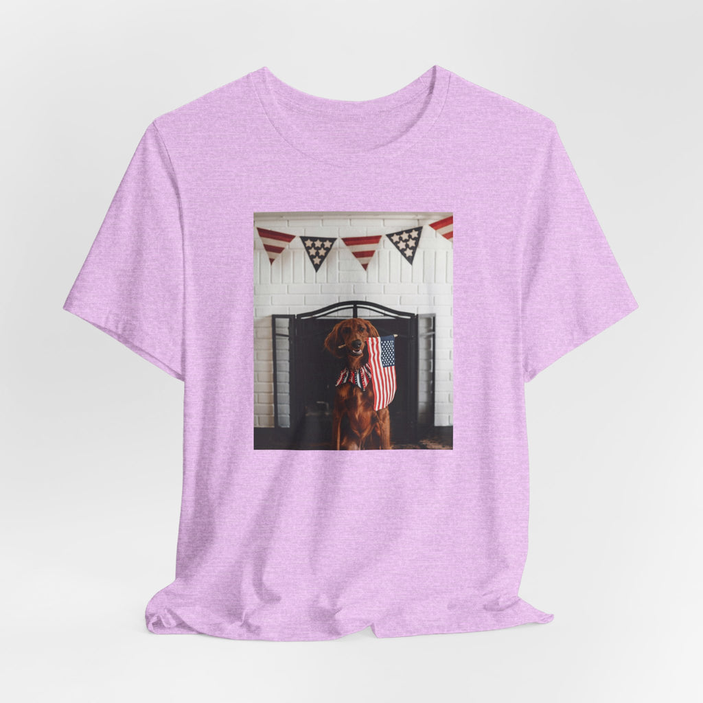 Patriotic Dog T-Shirt - Photo Print with American Flag Bunting