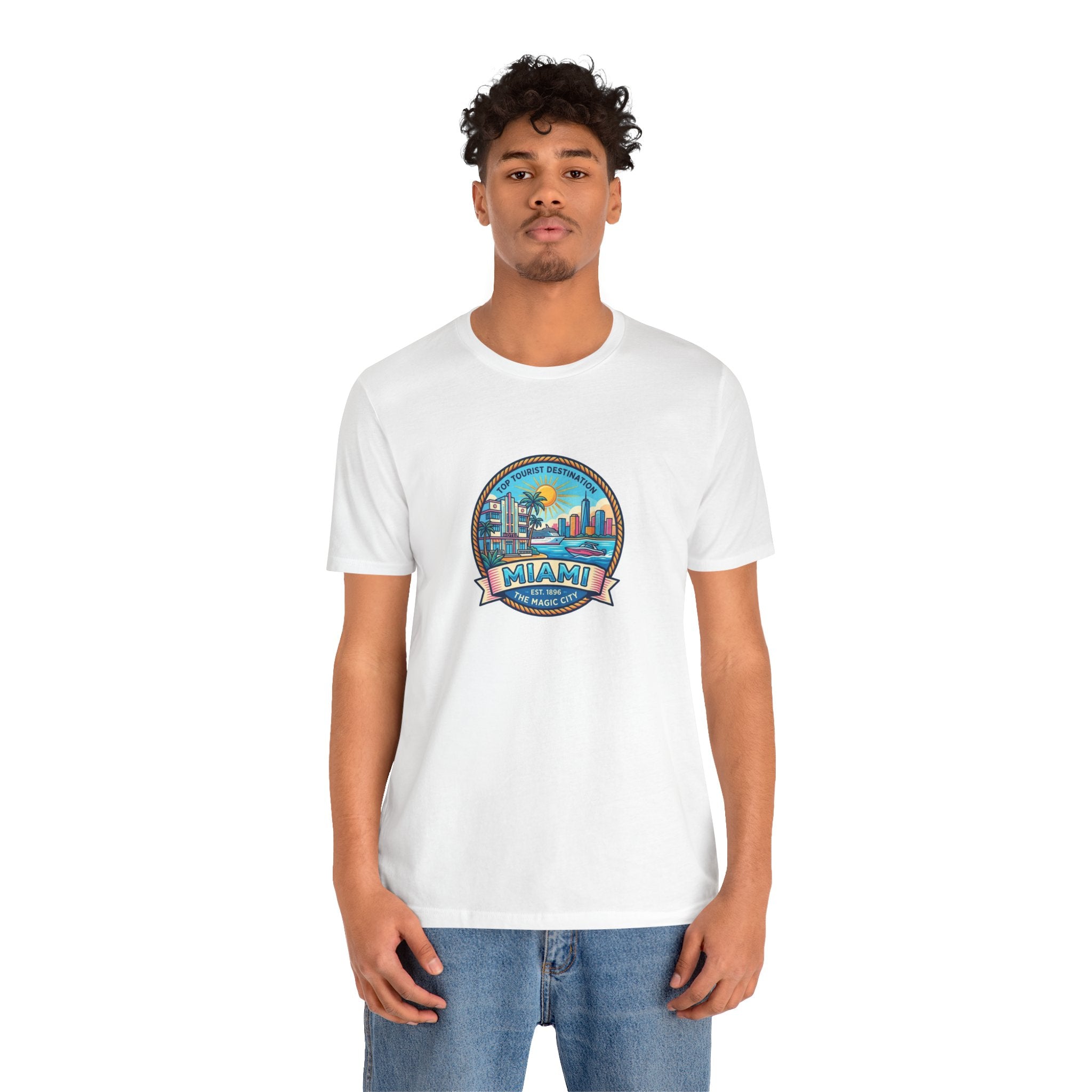 Miami Beach Vintage Logo Tee — Miami Skyline Sunset T‑Shirt