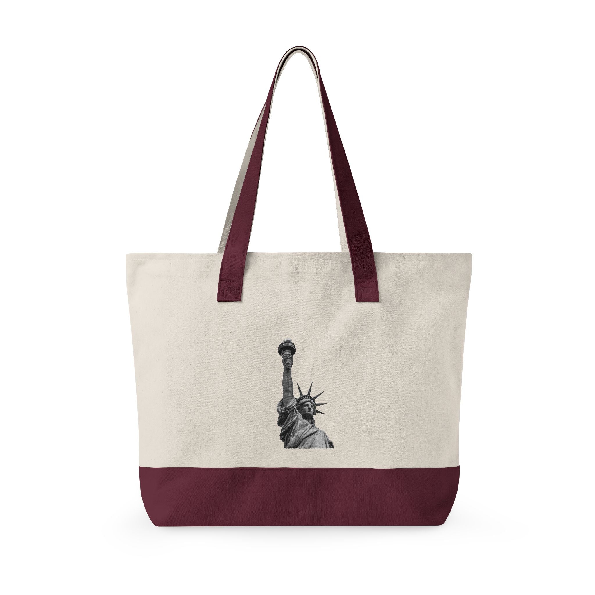 Statue of Liberty Canvas Tote — Zippered Eco Travel Bag