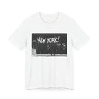 New York City Skyline Tee — Vintage Black & White 'NEW YORK!' Graphic Shirt