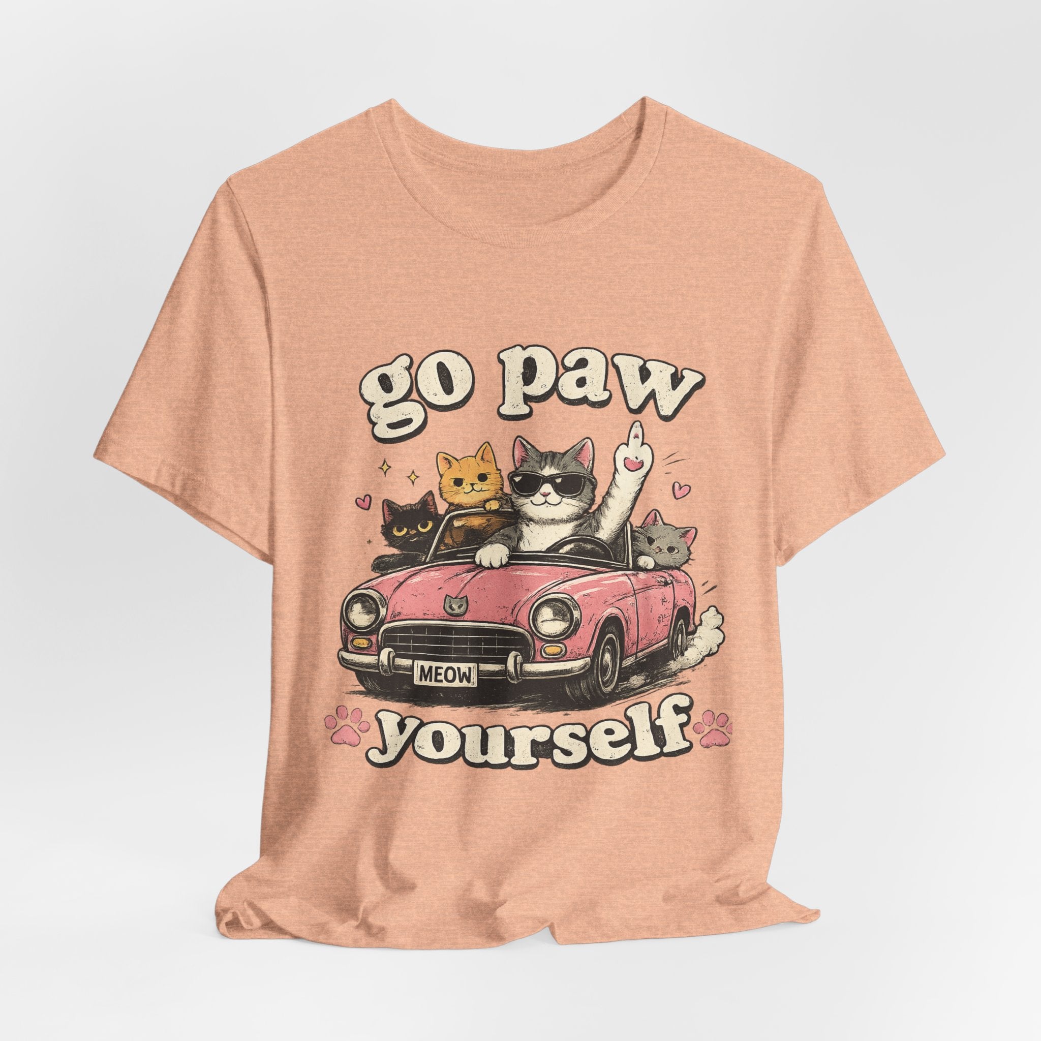 Go Paw Yourself Cat Tee – Cute Retro Cats in Convertible T‑Shirt
