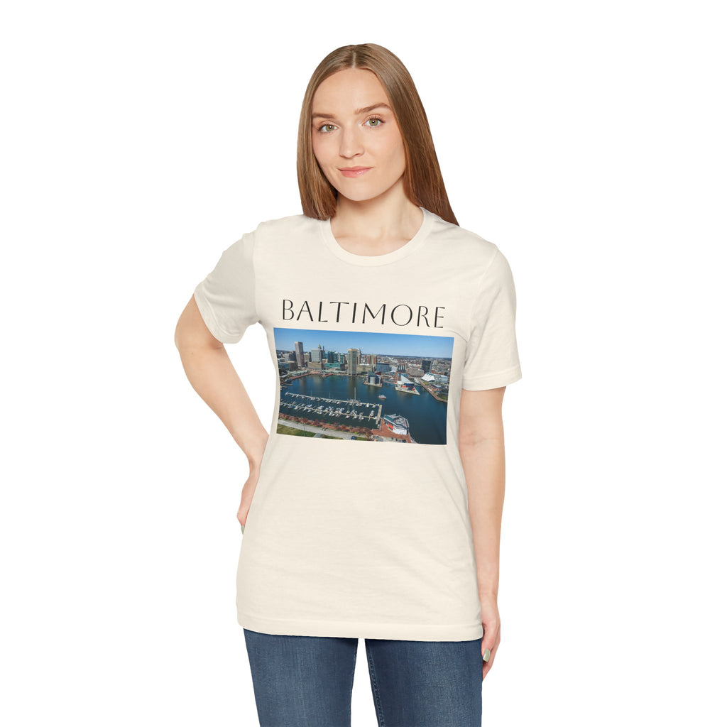Baltimore Skyline Photo Tee — Inner Harbor Cityscape T-Shirt