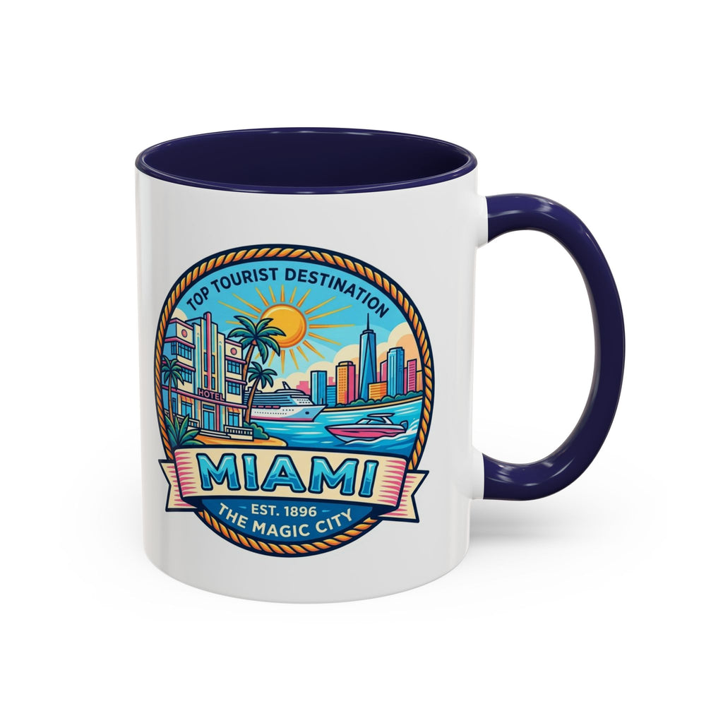 Miami Vintage Travel Accent Coffee Mug – 'Miami' Scenic Beach & Skyline Design (11/15oz)