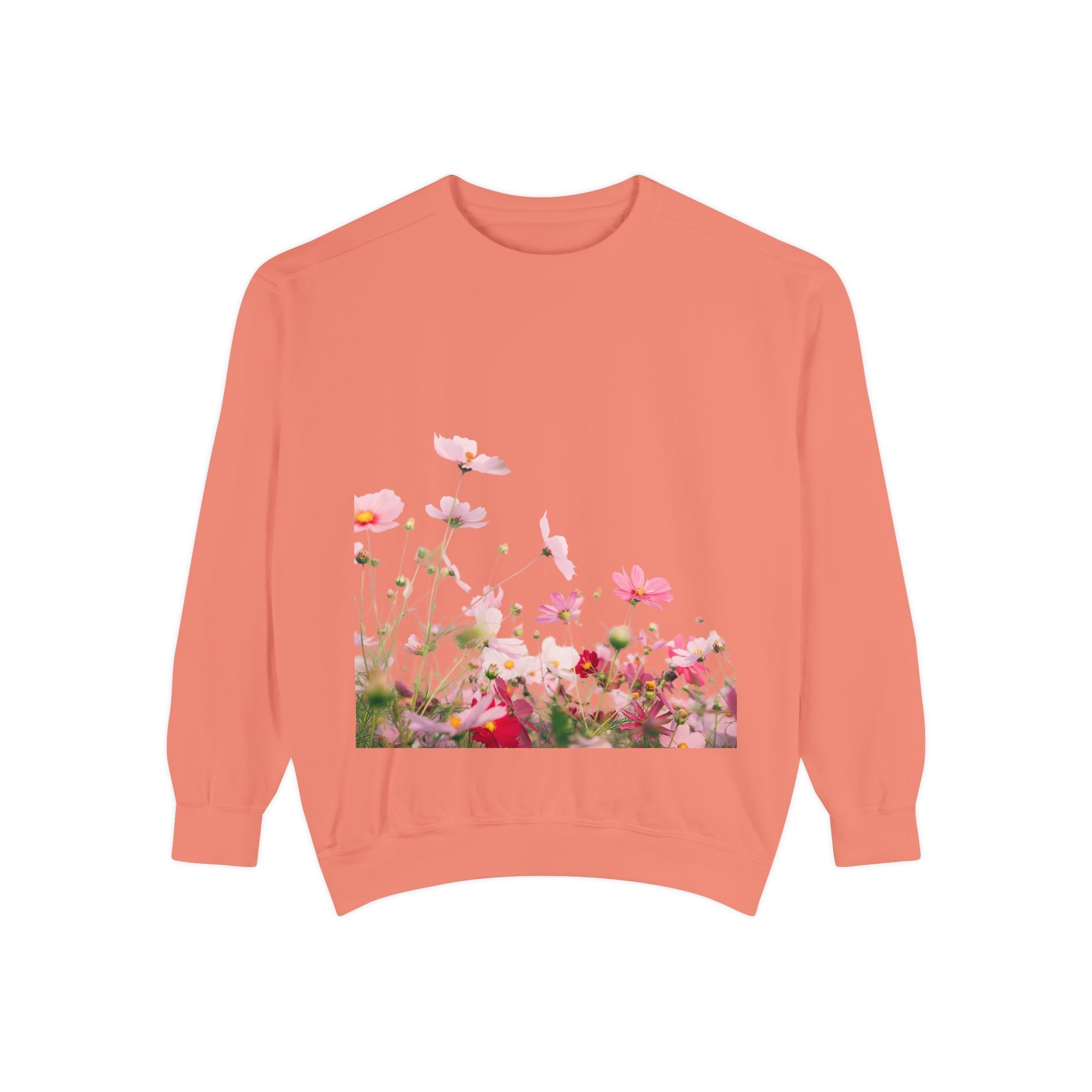 Floral Meadow Sweatshirt — Pink Cosmos Garden Crewneck