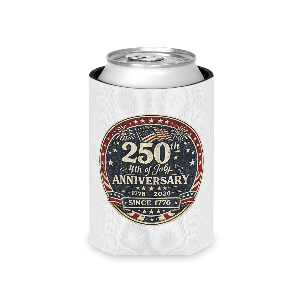 4th of July 250th Anniversary Can Cooler – 1776–2026 Patriotic Beer Koozie