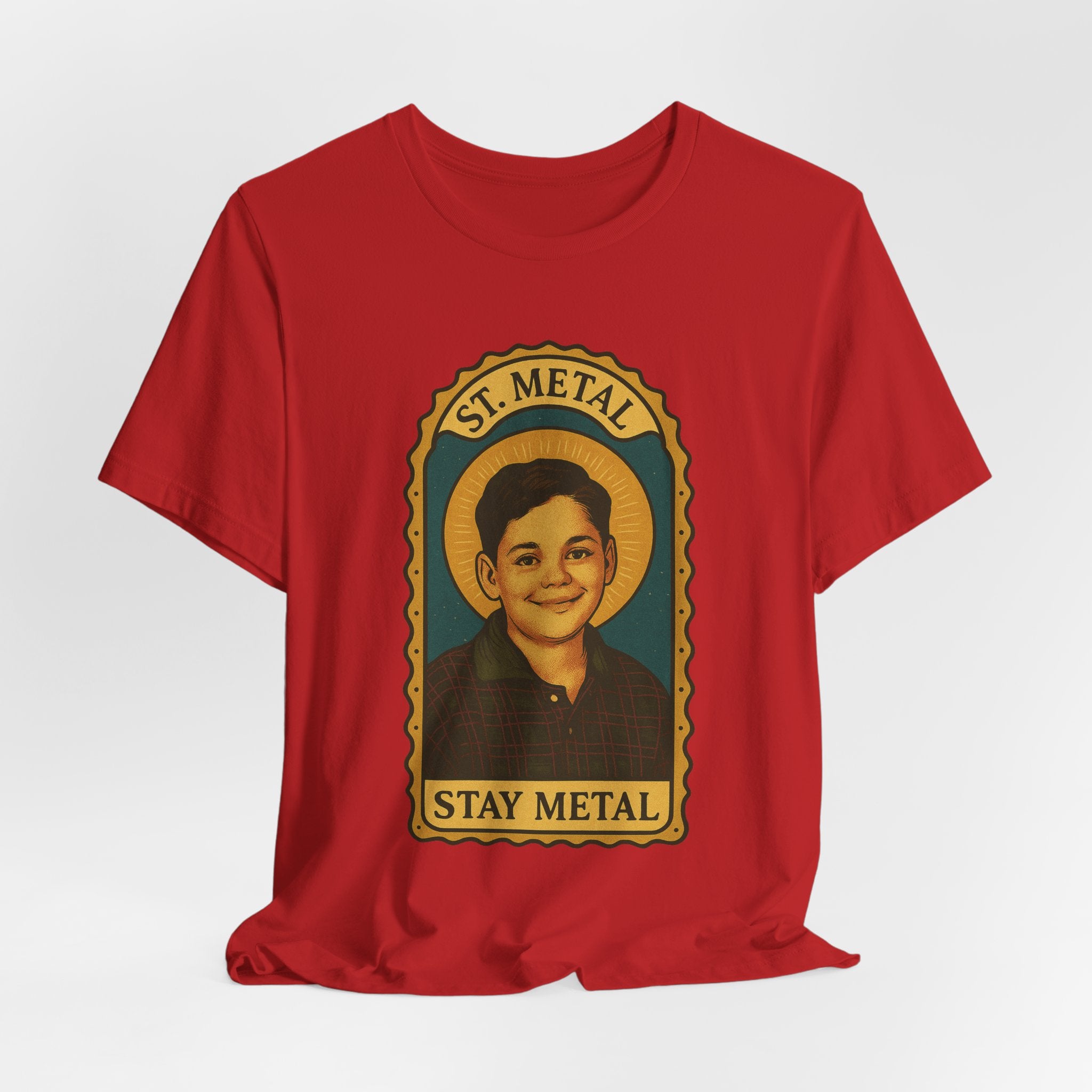 Copy of Stay Metal T-Shirt — Retro Saint Portrait Heavy Metal Tee