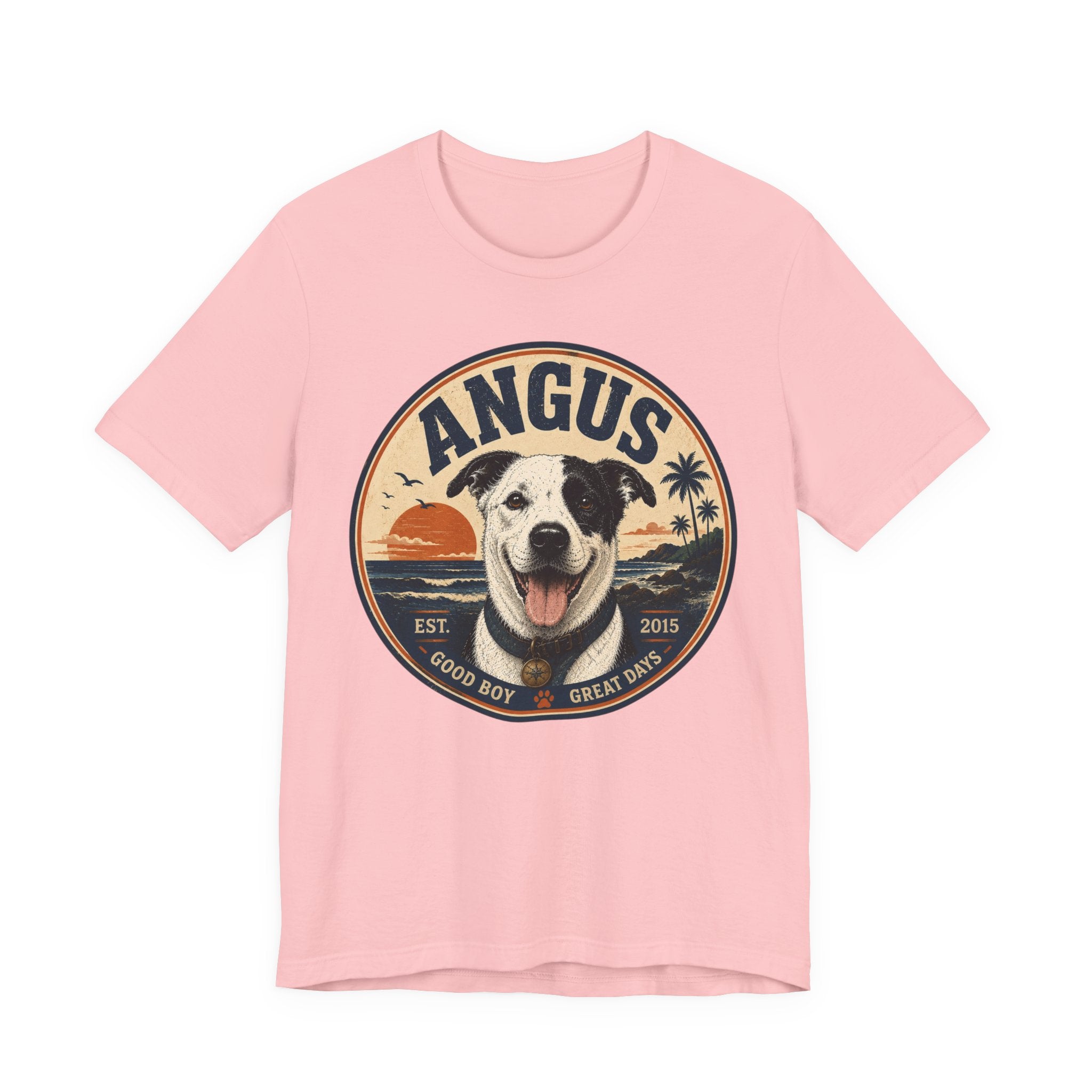 Angus Dog Tee — Retro Beach Portrait T-Shirt