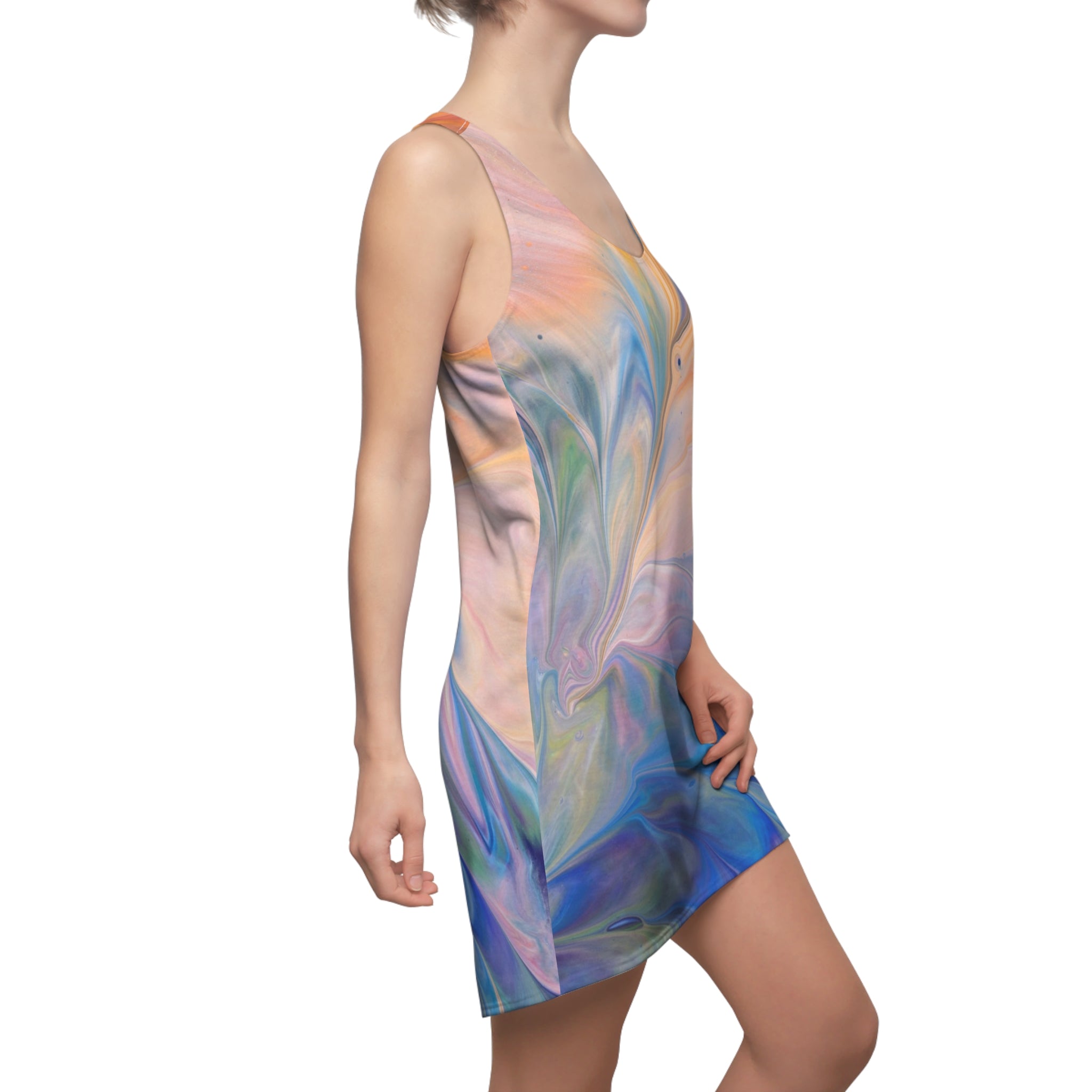 Swirling Pastel Racerback Dress — Abstract Marble