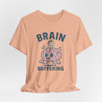 Brain Buffering T‑Shirt — Cute Cartoon Brain Graphic Tee for Neuro Humor