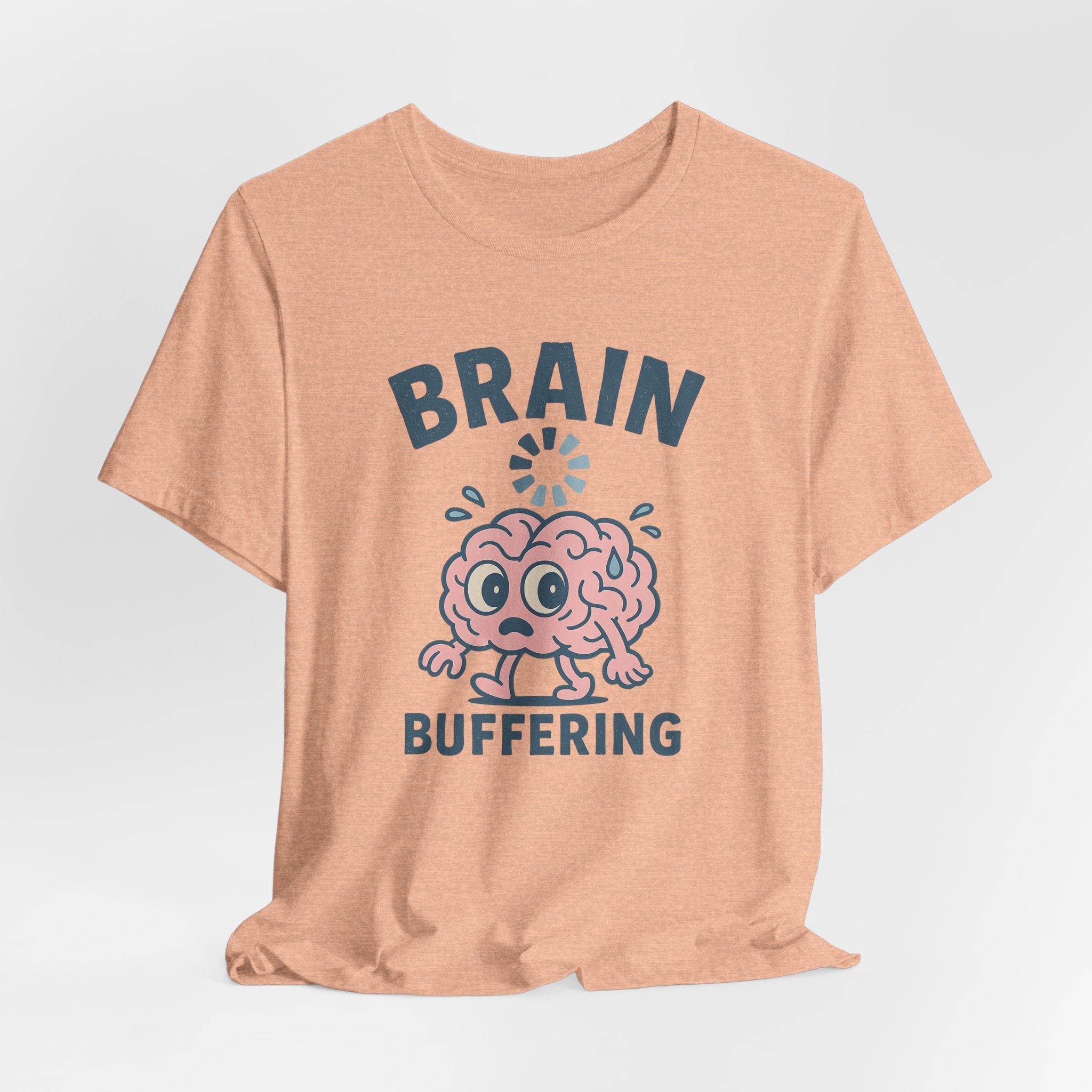 Brain Buffering T‑Shirt — Cute Cartoon Brain Graphic Tee for Neuro Humor