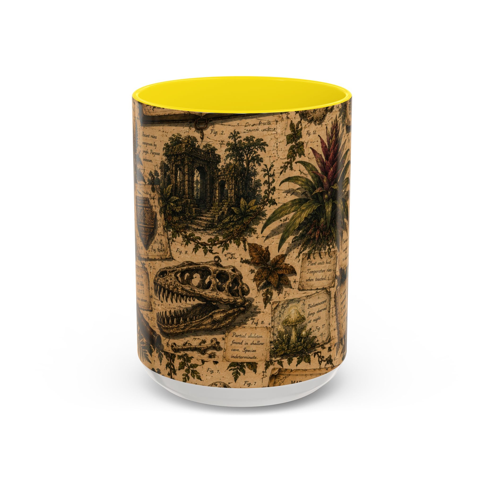 Vintage Natural History Coffee Mug — Botanical & Fossil Illustration Accent Mug