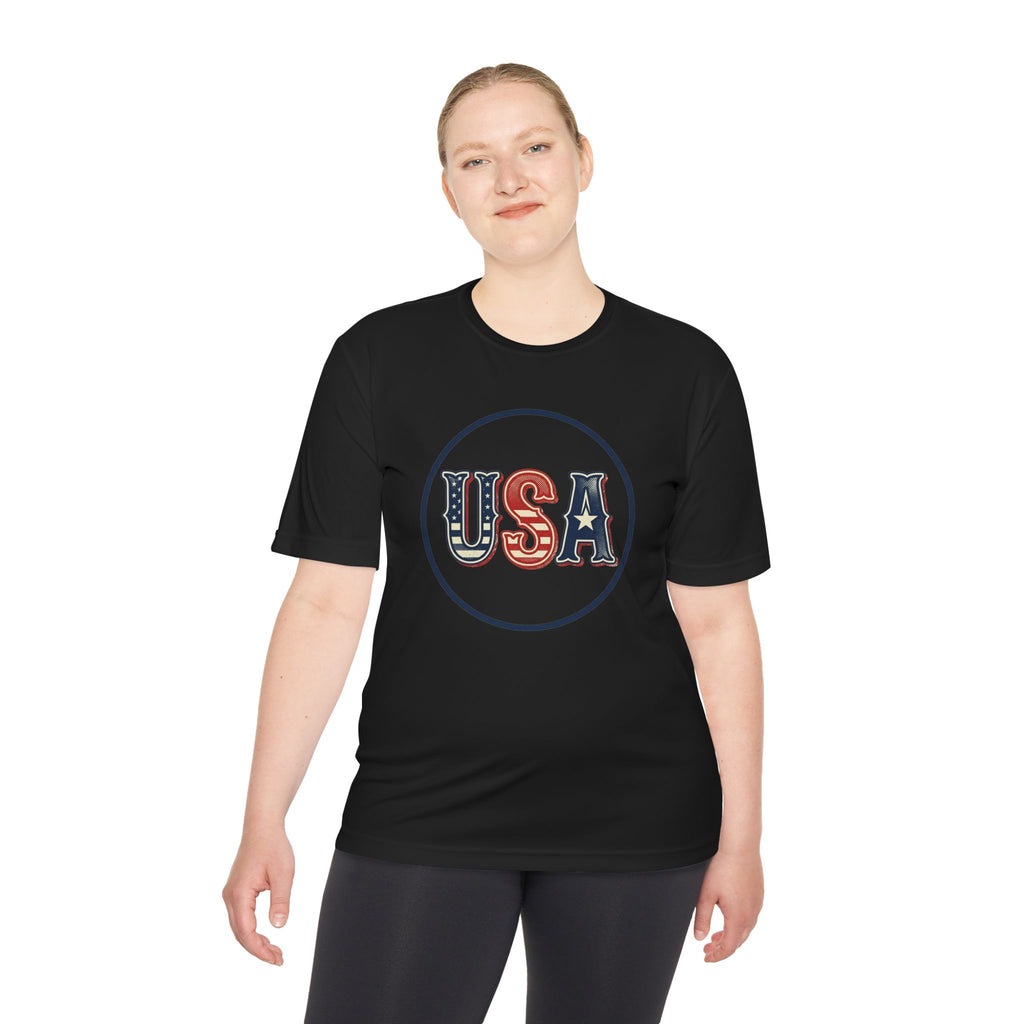 USA Patriotic Tee — Retro Stars & Stripes Moisture-Wicking Shirt