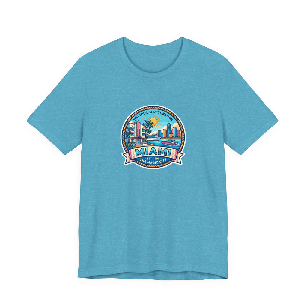 Miami Beach Vintage Logo Tee — Miami Skyline Sunset T‑Shirt