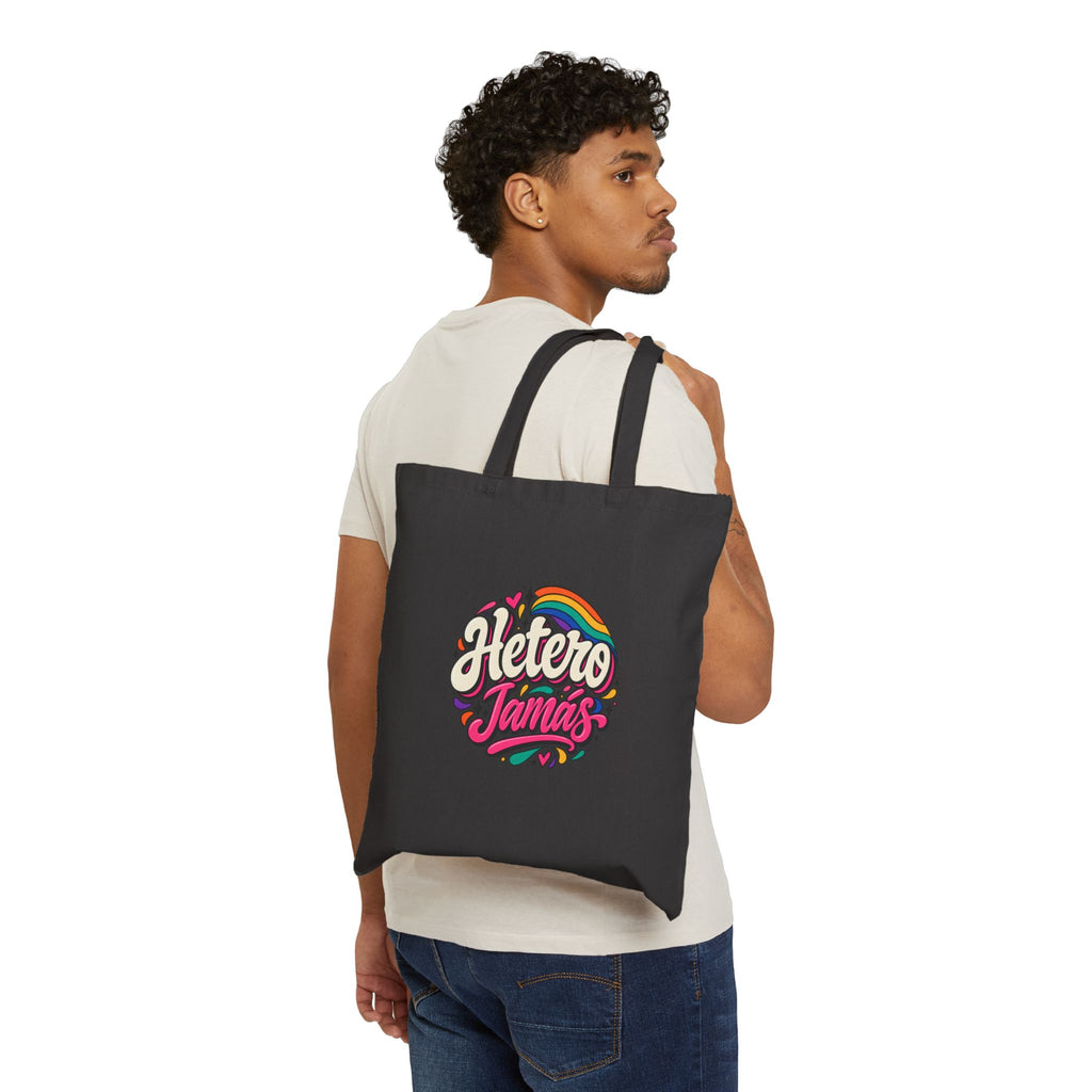 Tote Bag — "Hetero Tamas" Retro Rainbow Canvas Tote