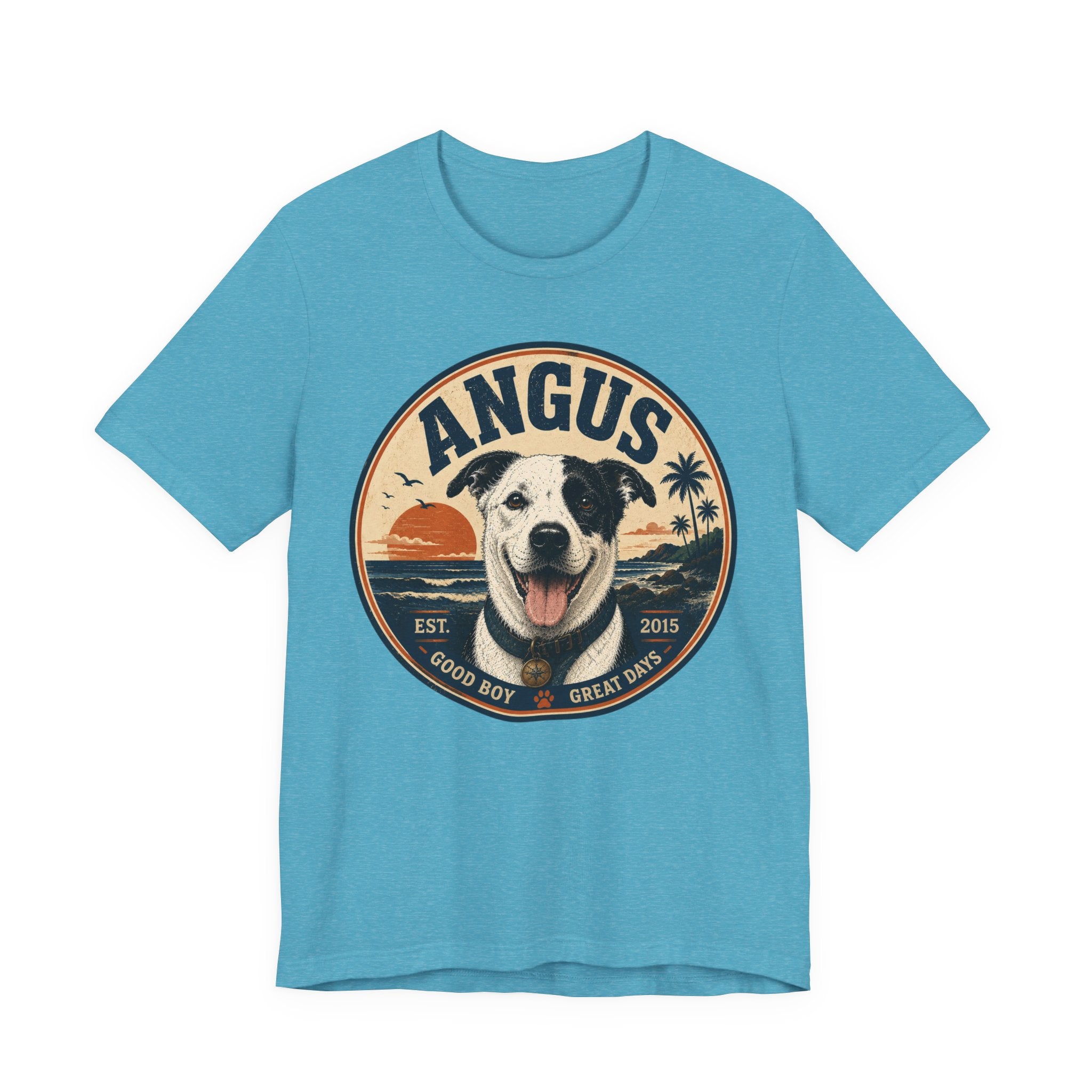 Angus Dog Tee — Retro Beach Portrait T-Shirt