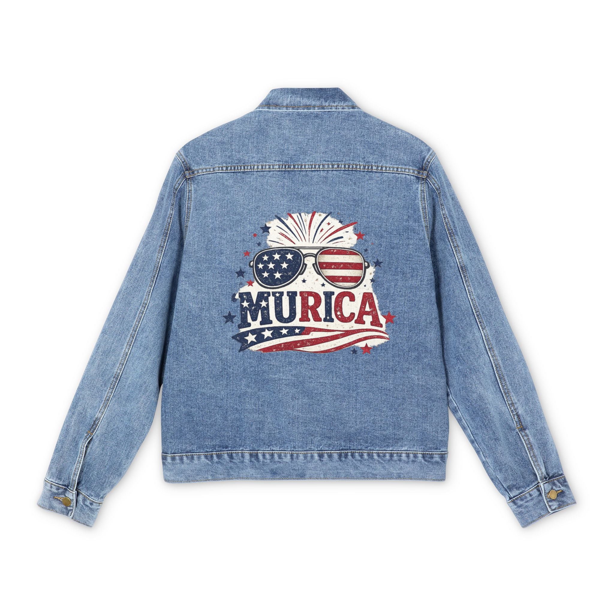 Denim Jacket - 'Murica Patriotic Eagle Sunglasses Back Patch