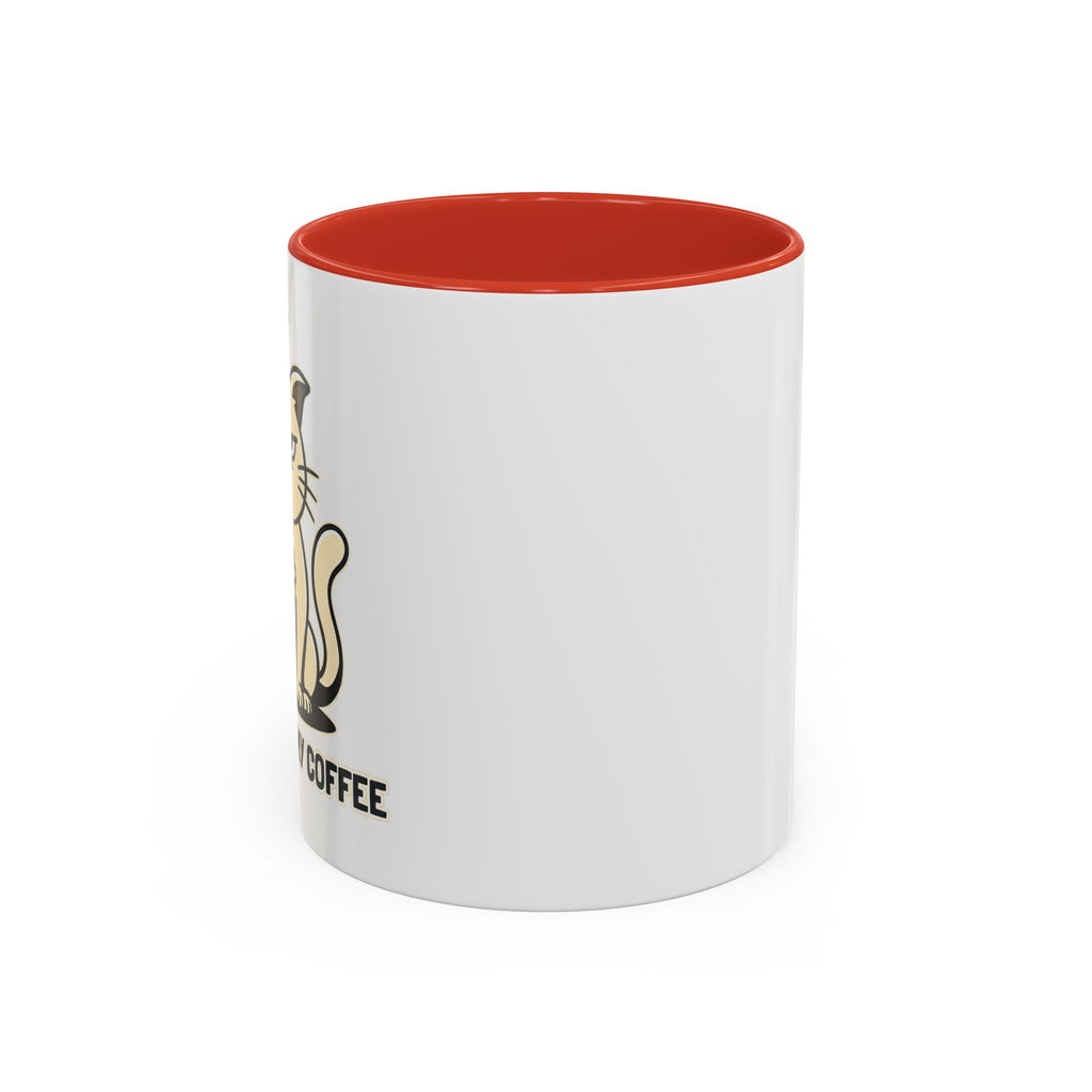 Cat Lover Coffee Mug – Cute Cat Illustration ‘Coffee’ Accent Ceramic Mug (11/15oz)