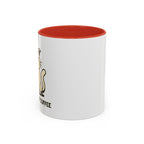 Cat Lover Coffee Mug – Cute Cat Illustration ‘Coffee’ Accent Ceramic Mug (11/15oz)