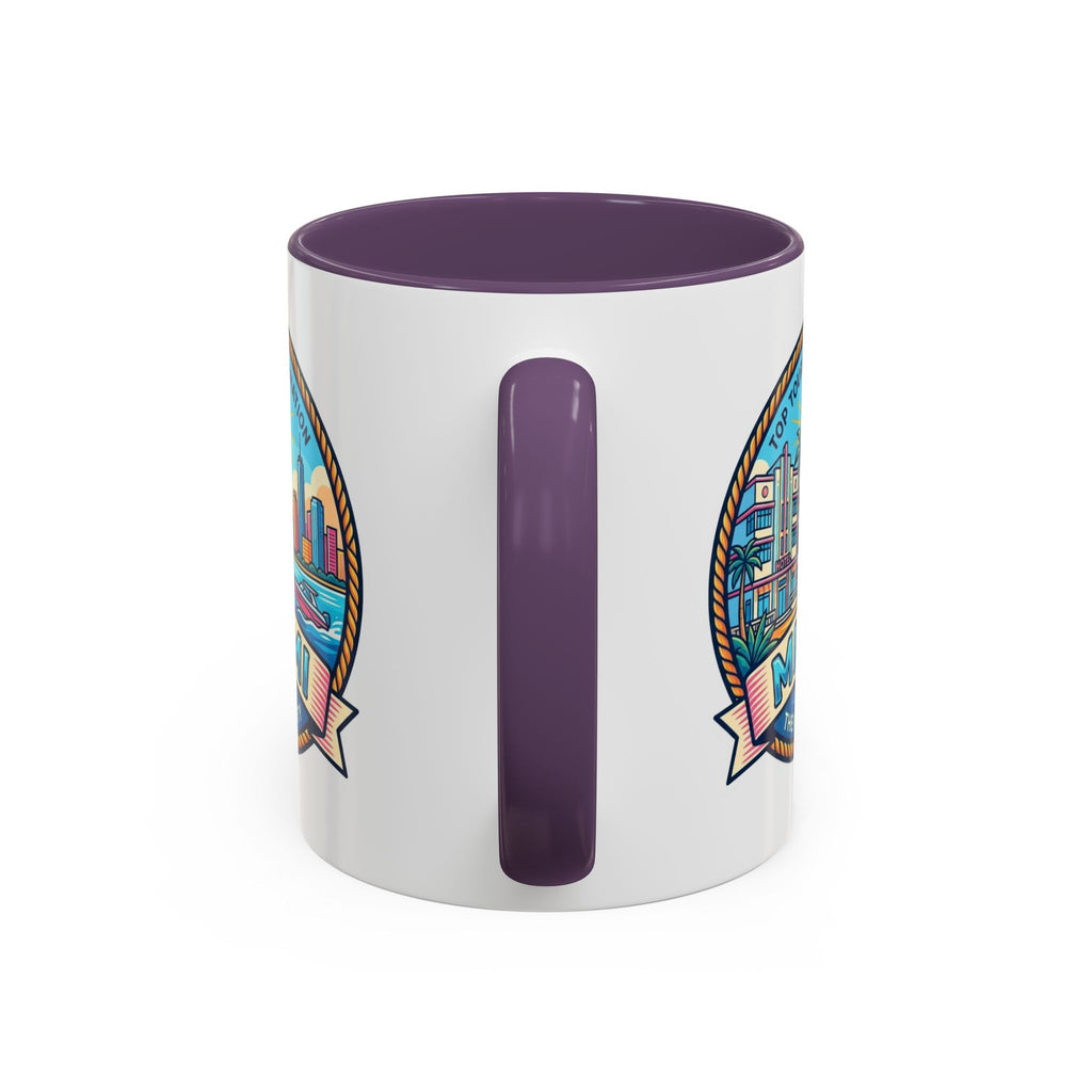 Miami Vintage Travel Accent Coffee Mug – 'Miami' Scenic Beach & Skyline Design (11/15oz)