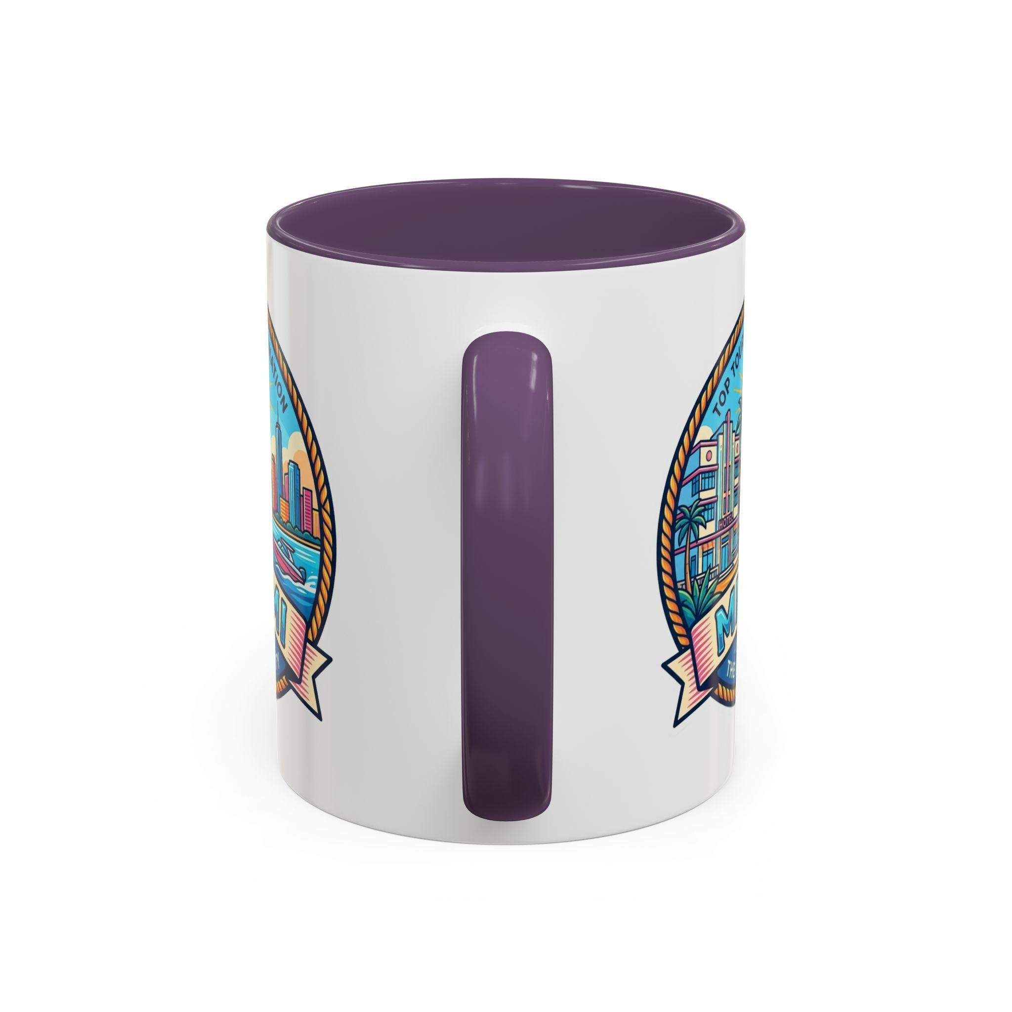 Miami Vintage Travel Accent Coffee Mug – 'Miami' Scenic Beach & Skyline Design (11/15oz)