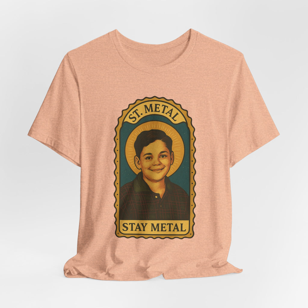 Copy of Stay Metal T-Shirt — Retro Saint Portrait Heavy Metal Tee