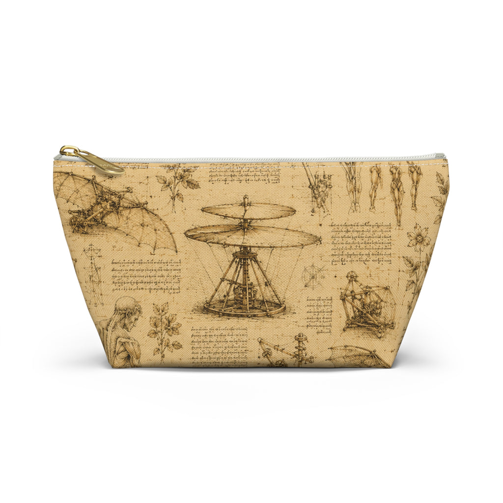 Leonardo Da Vinci  Sketch Accessory Pouch — Leonardo-Inspired T-Bottom Cosmetic Bag
