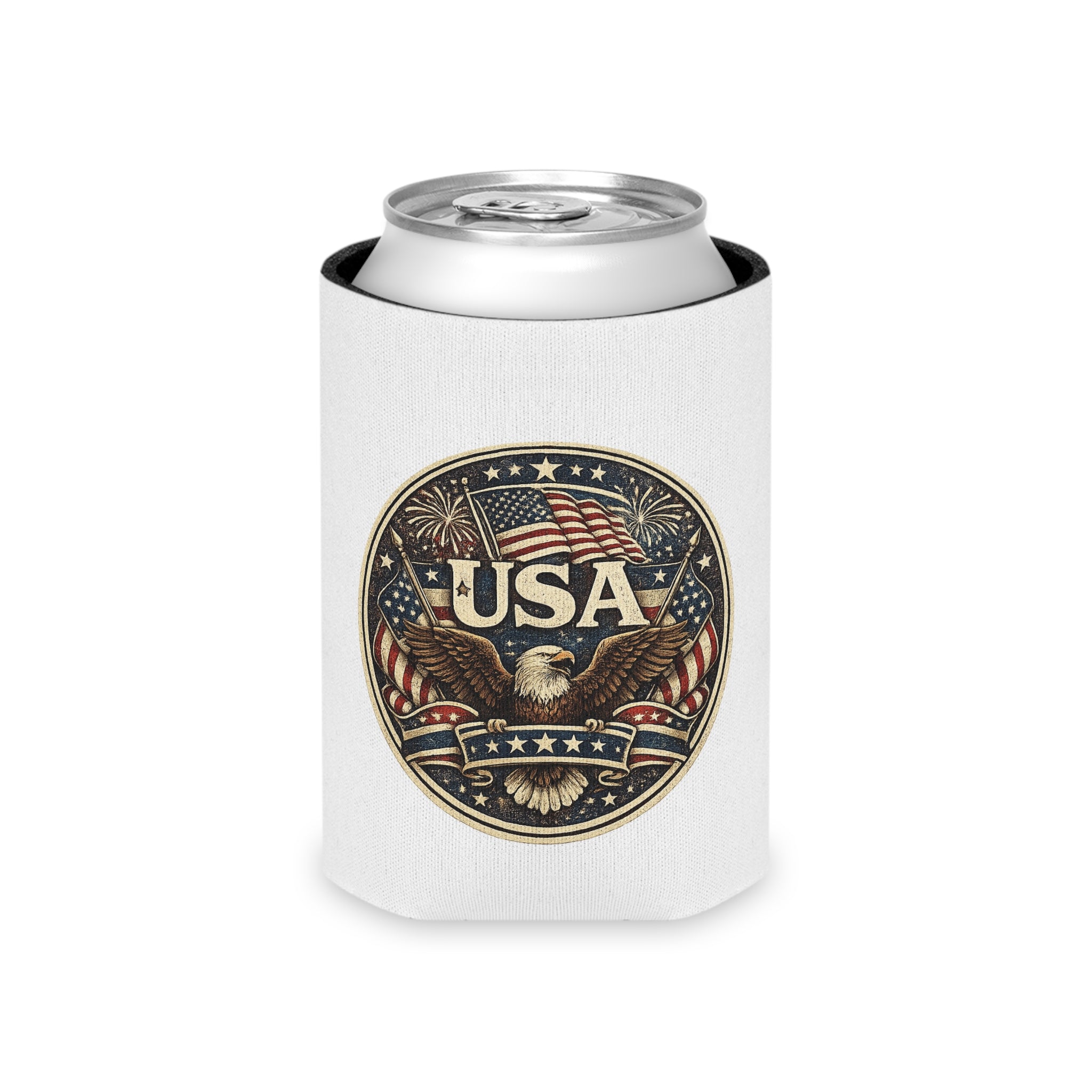 USA Eagle Can Cooler - Patriotic American Flag Beer Holder for 4th of July