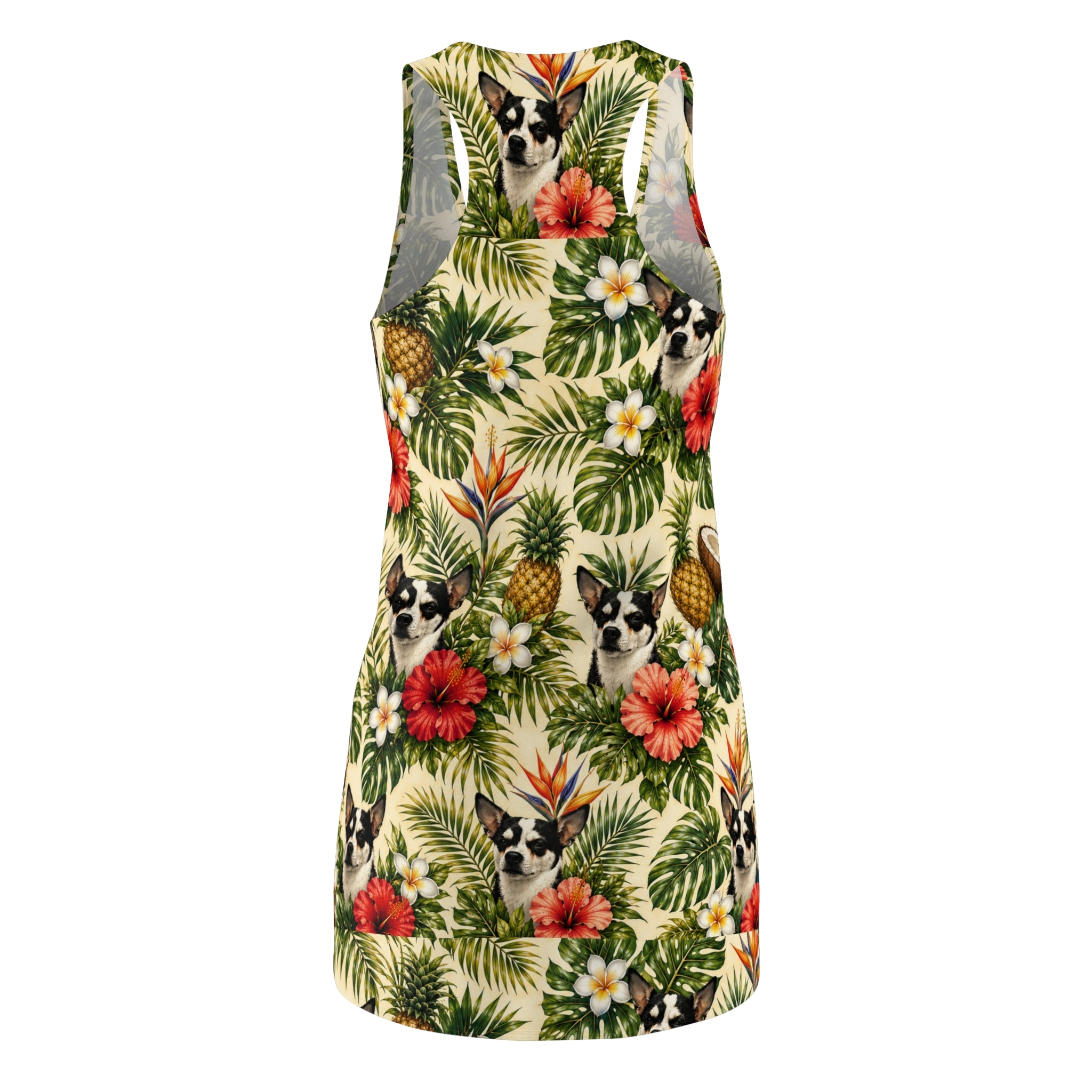 Tropical Chihuahua Racerback Dress – Pineapple & Hibiscus AOP