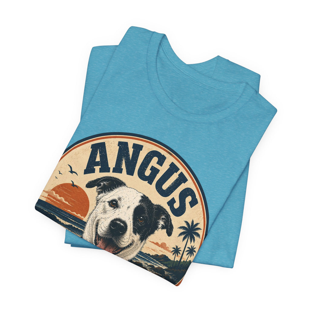 Angus Dog Tee — Retro Beach Portrait T-Shirt