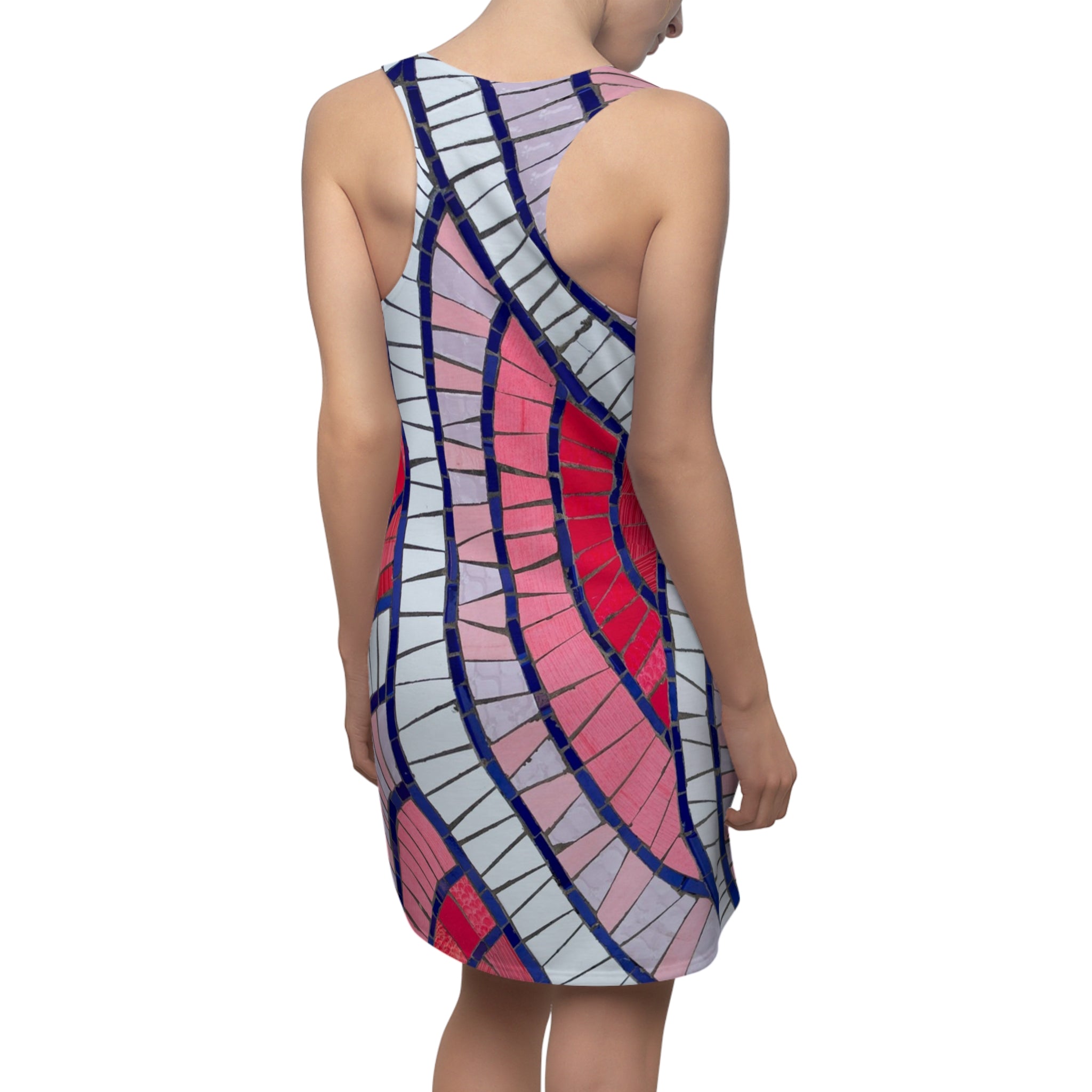 Racerback Dress - Pink & Red Abstract Wave Print