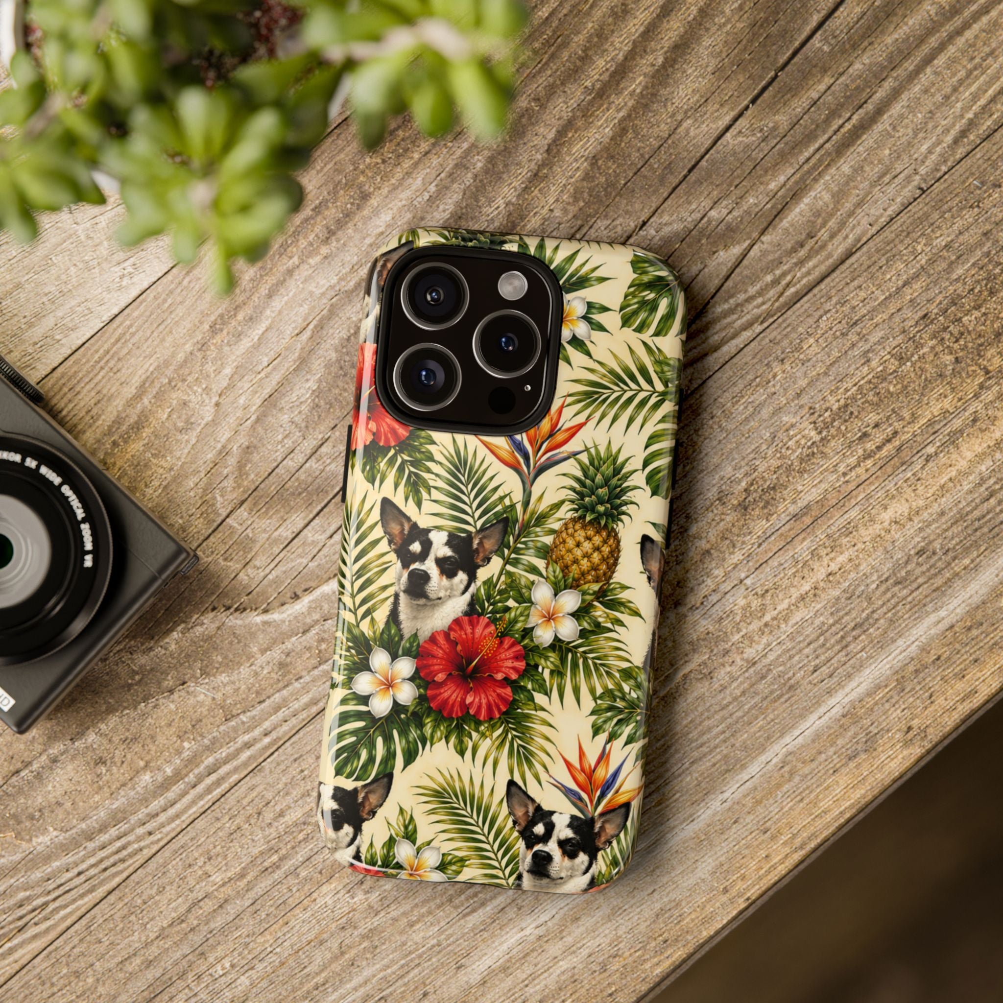 Tropical chihuahua Phone Case — Floral Pineapple Protective Tough Case